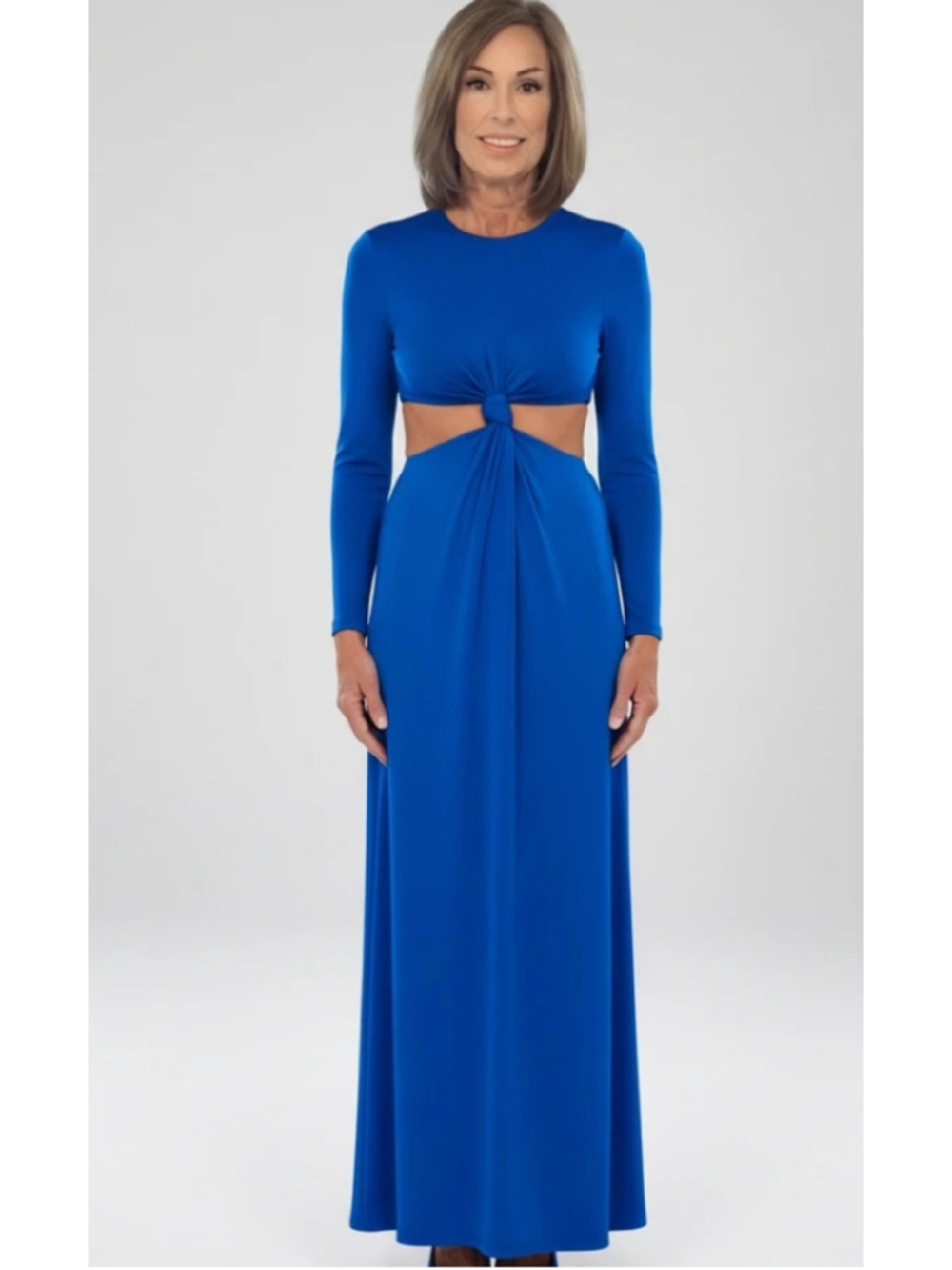 Farm Rio Blue Cut Out Long Sleeve Maxi Dress Medium, NWT